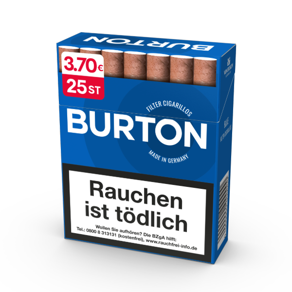 Burton Blue Filter Cigarillos Xl Naturdeckblatt 8 x 25 Zigarillos